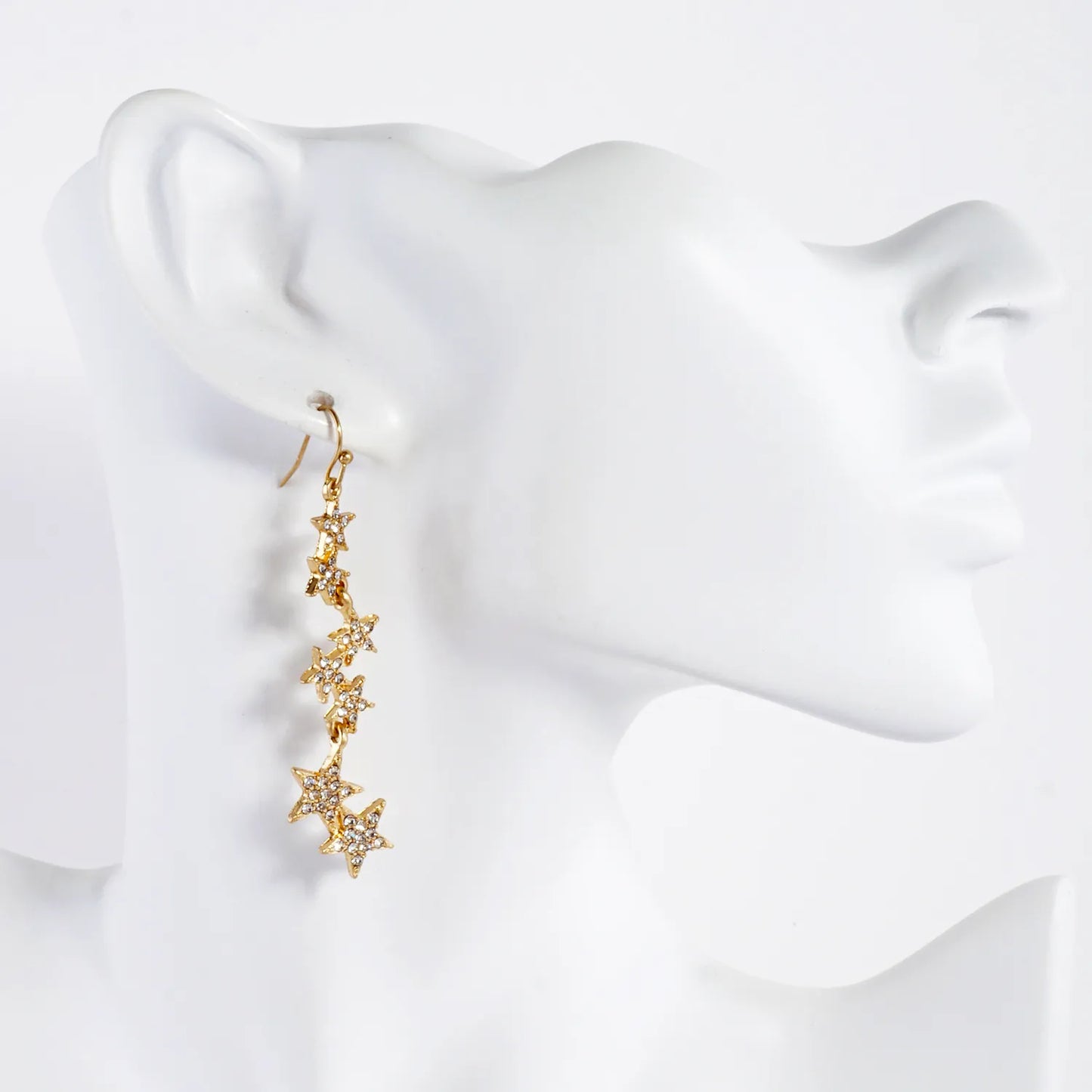 Crystal-Pave Star Drop Celestial Earrings