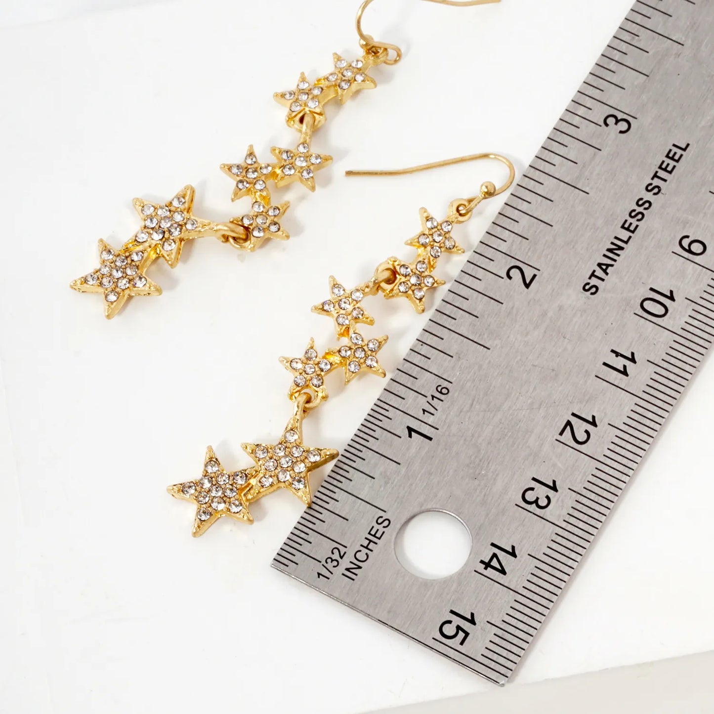 Crystal-Pave Star Drop Celestial Earrings