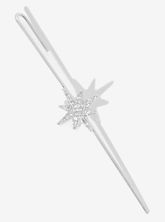 Crystal Pave Starburst Northern Star Ear Pin Needle Earrings