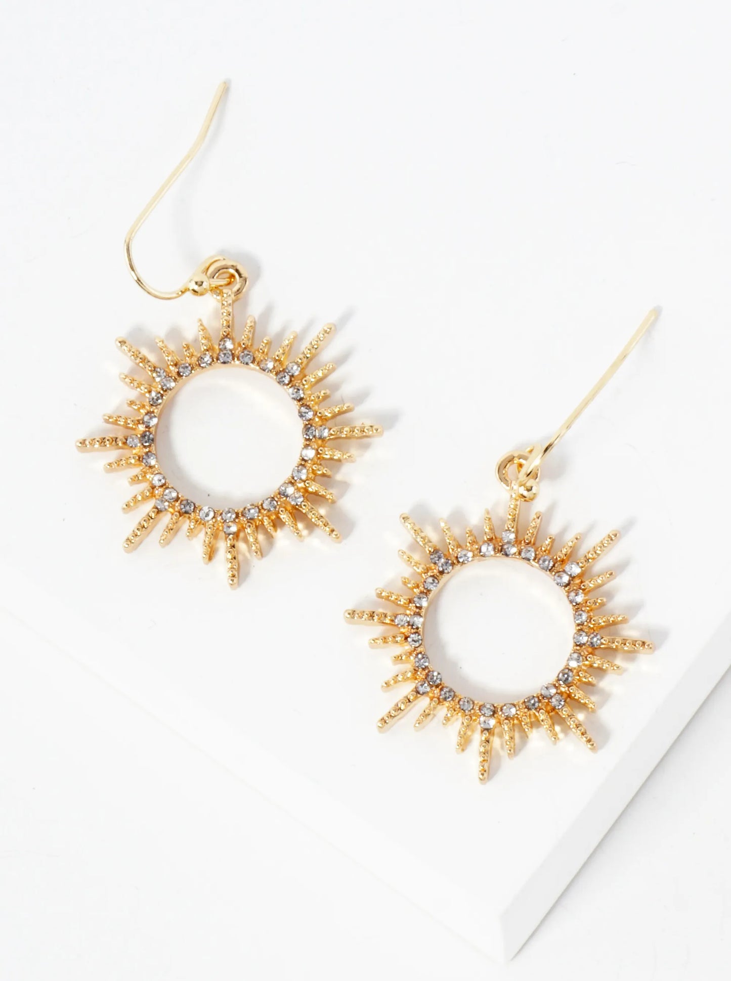 Crystal-Pave Sunburst Dangle Drop Earrings