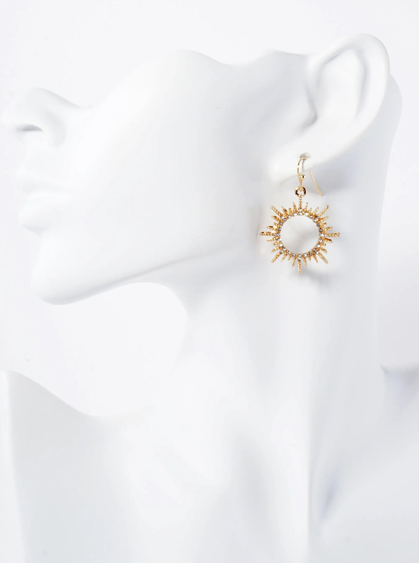 Crystal-Pave Sunburst Dangle Drop Earrings