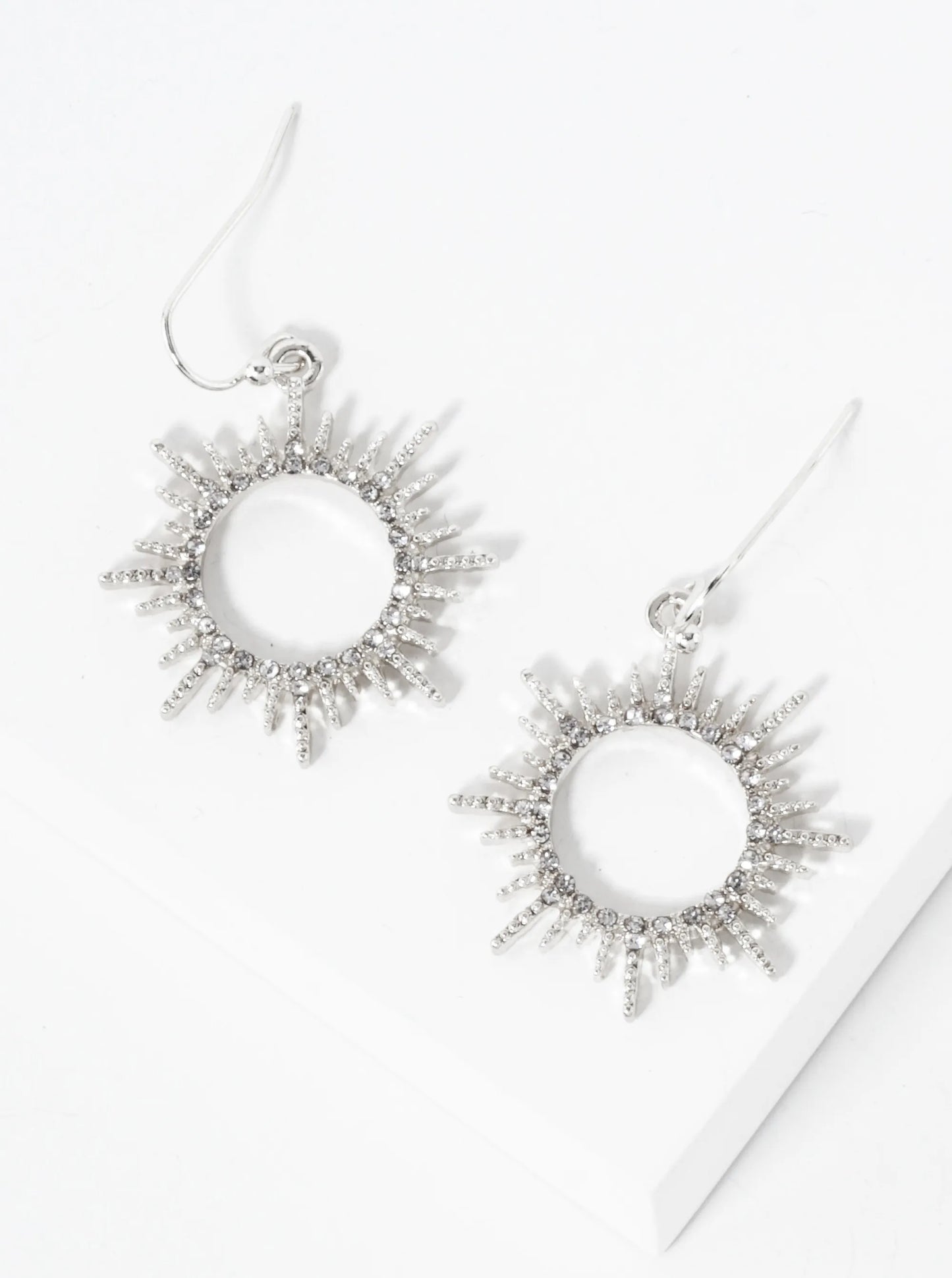 Crystal-Pave Sunburst Dangle Drop Earrings