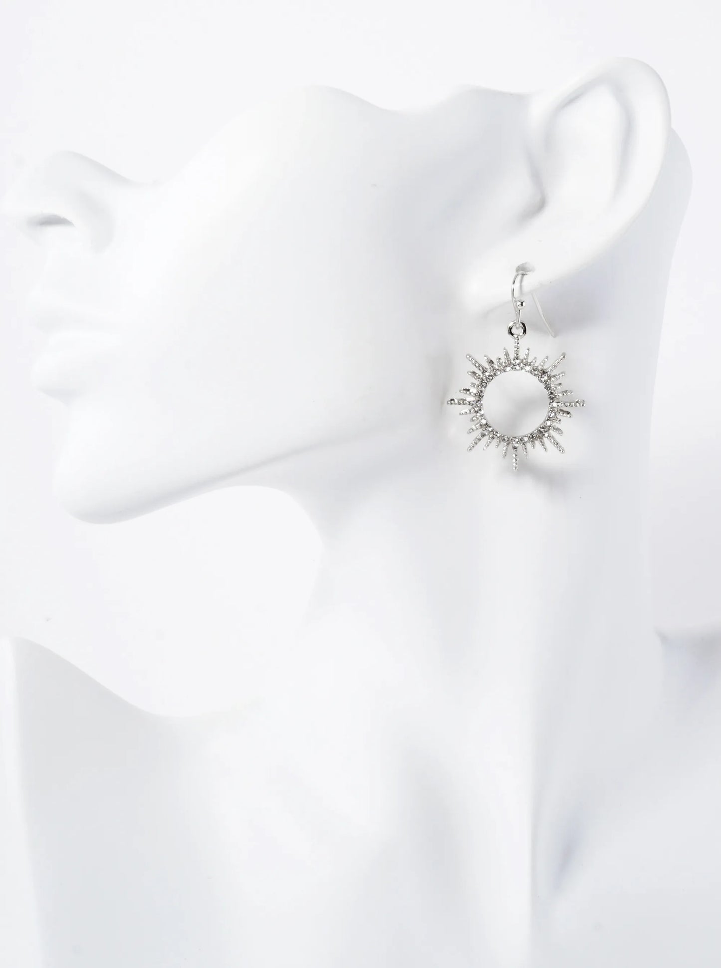 Crystal-Pave Sunburst Dangle Drop Earrings