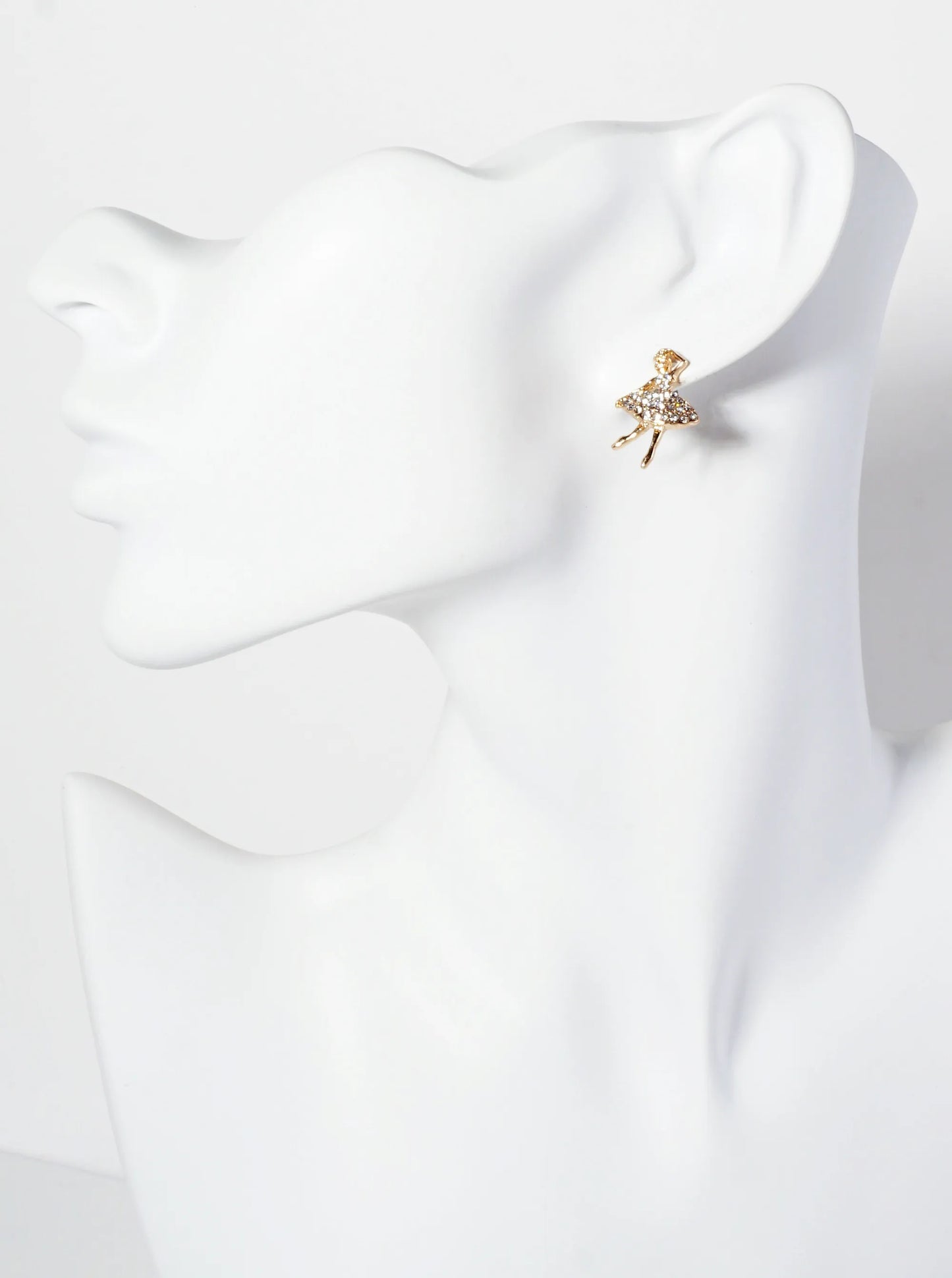 Crystal-Pave Symmetrical Ballerina Stud Earrings