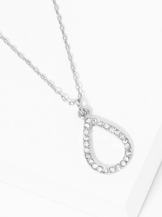 Crystal Pave Teardrop Pendant Necklace