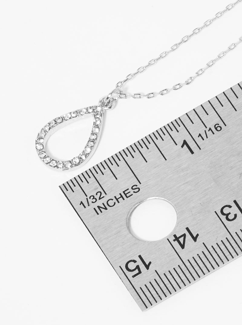 Crystal Pave Teardrop Pendant Necklace