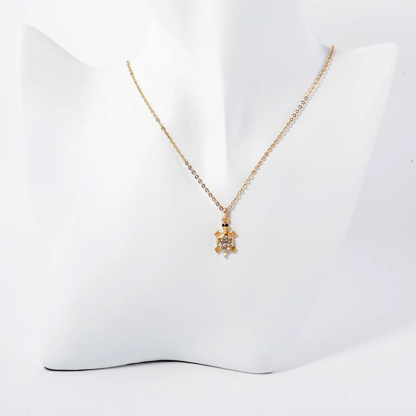 Crystal-Pave Turtle Pendant Necklace