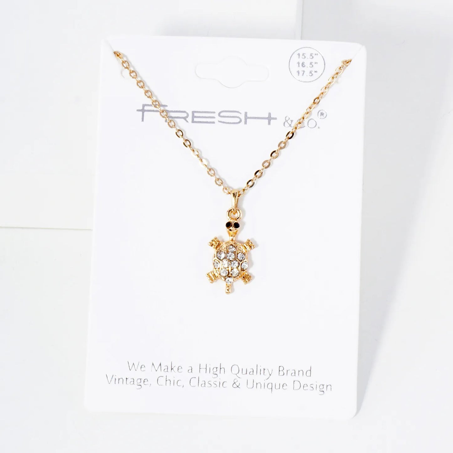 Crystal-Pave Turtle Pendant Necklace
