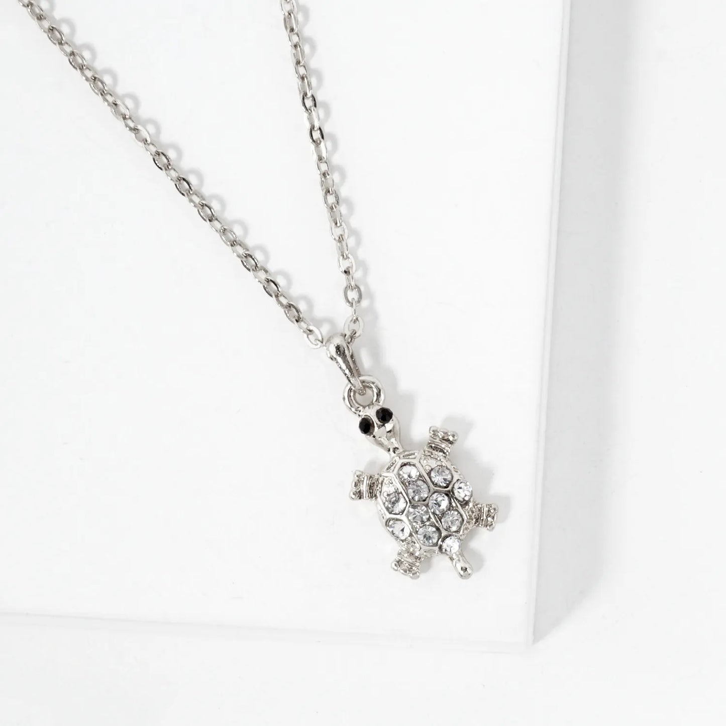Crystal-Pave Turtle Pendant Necklace