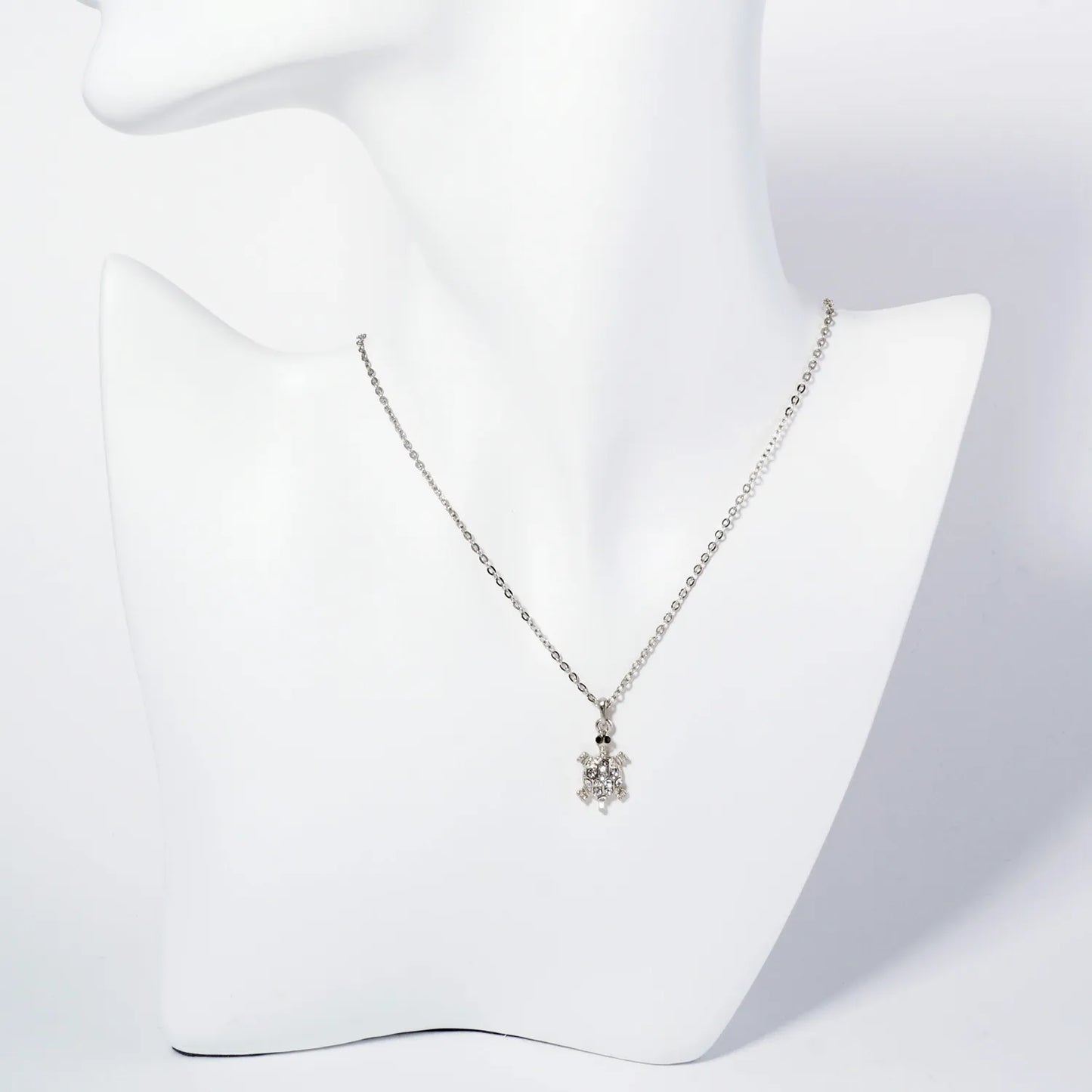 Crystal-Pave Turtle Pendant Necklace
