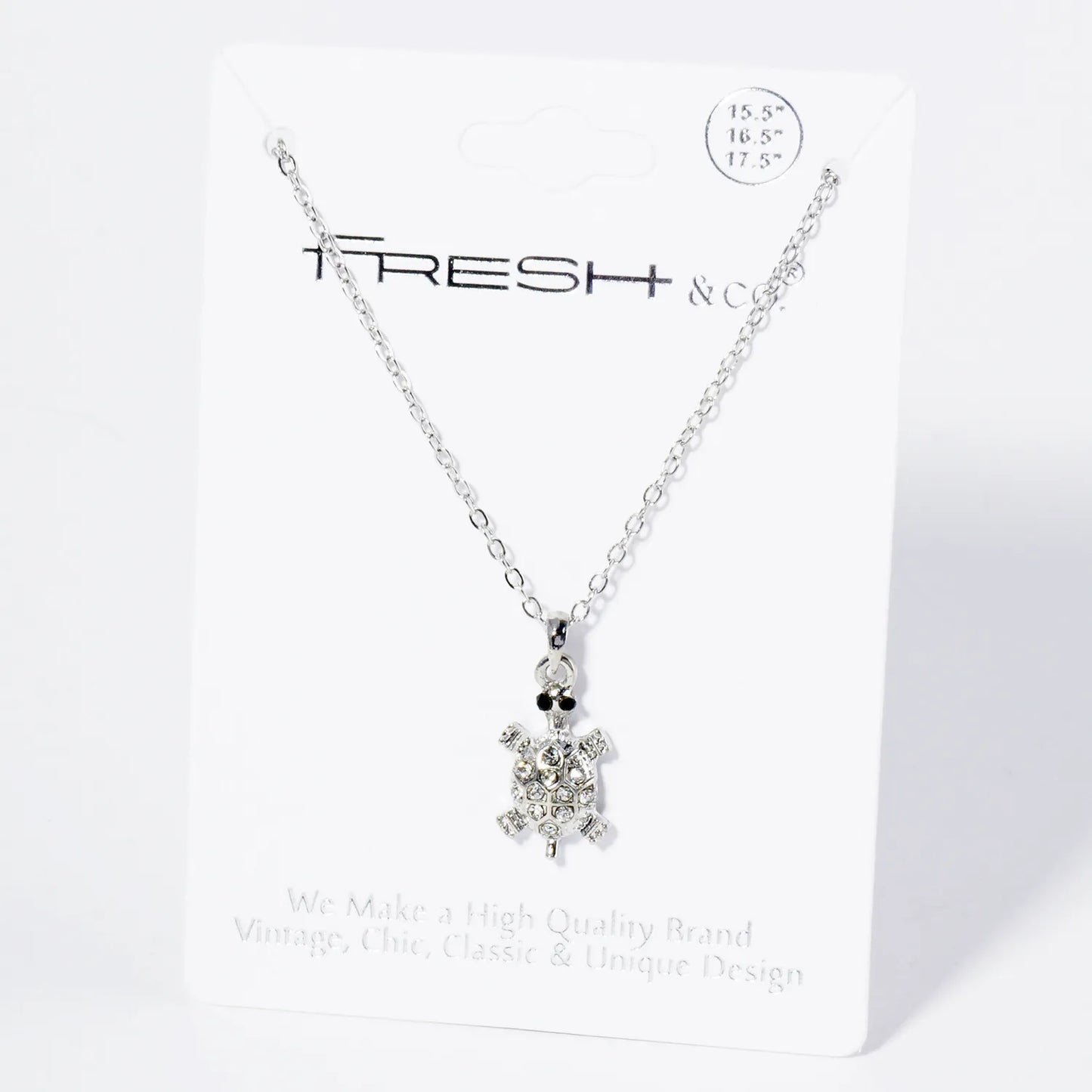 Crystal-Pave Turtle Pendant Necklace