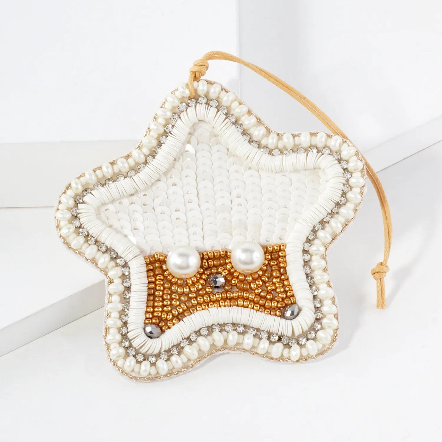 Crystal Pearl Seed-Beaded Starfish Ornament
