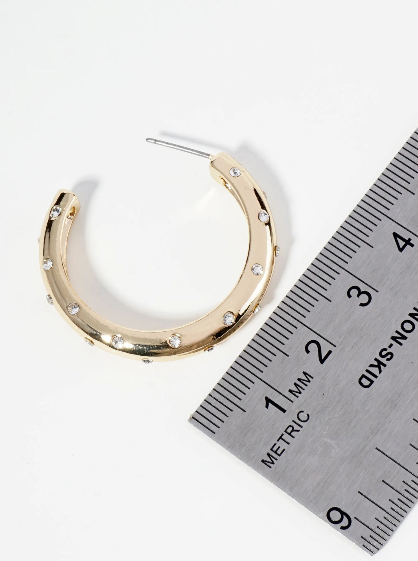 Crystal Studded 35mm Open Hoop Earrings