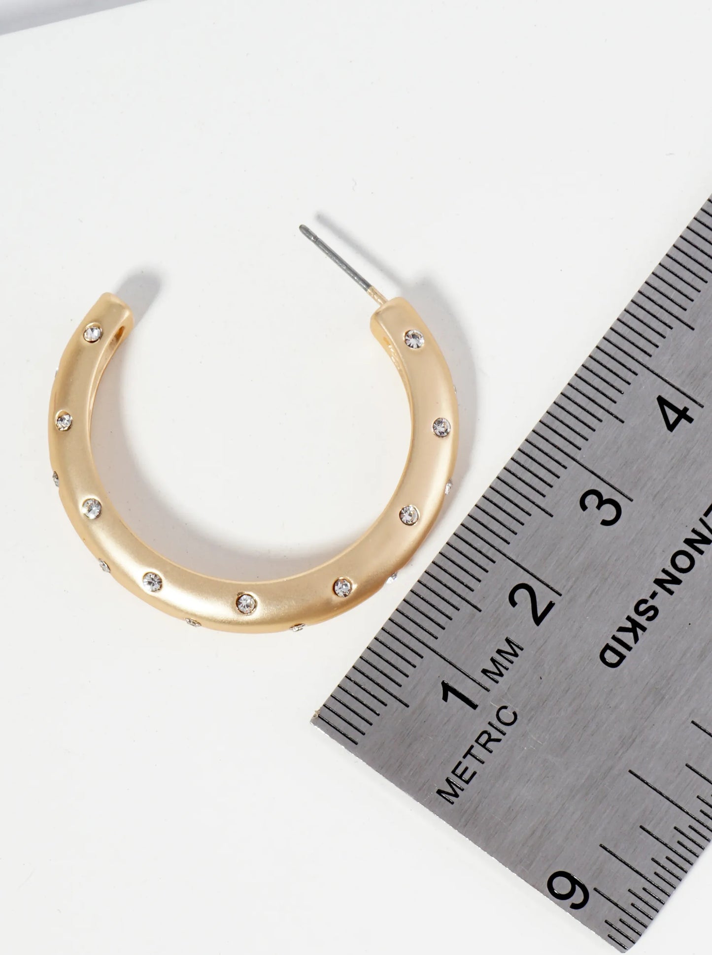Crystal Studded 35mm Open Hoop Earrings