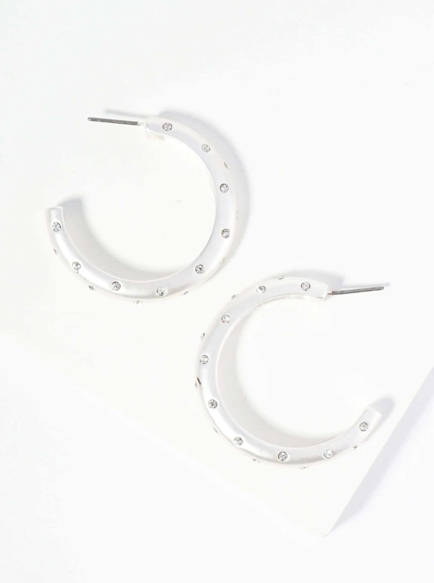 Crystal Studded 35mm Open Hoop Earrings