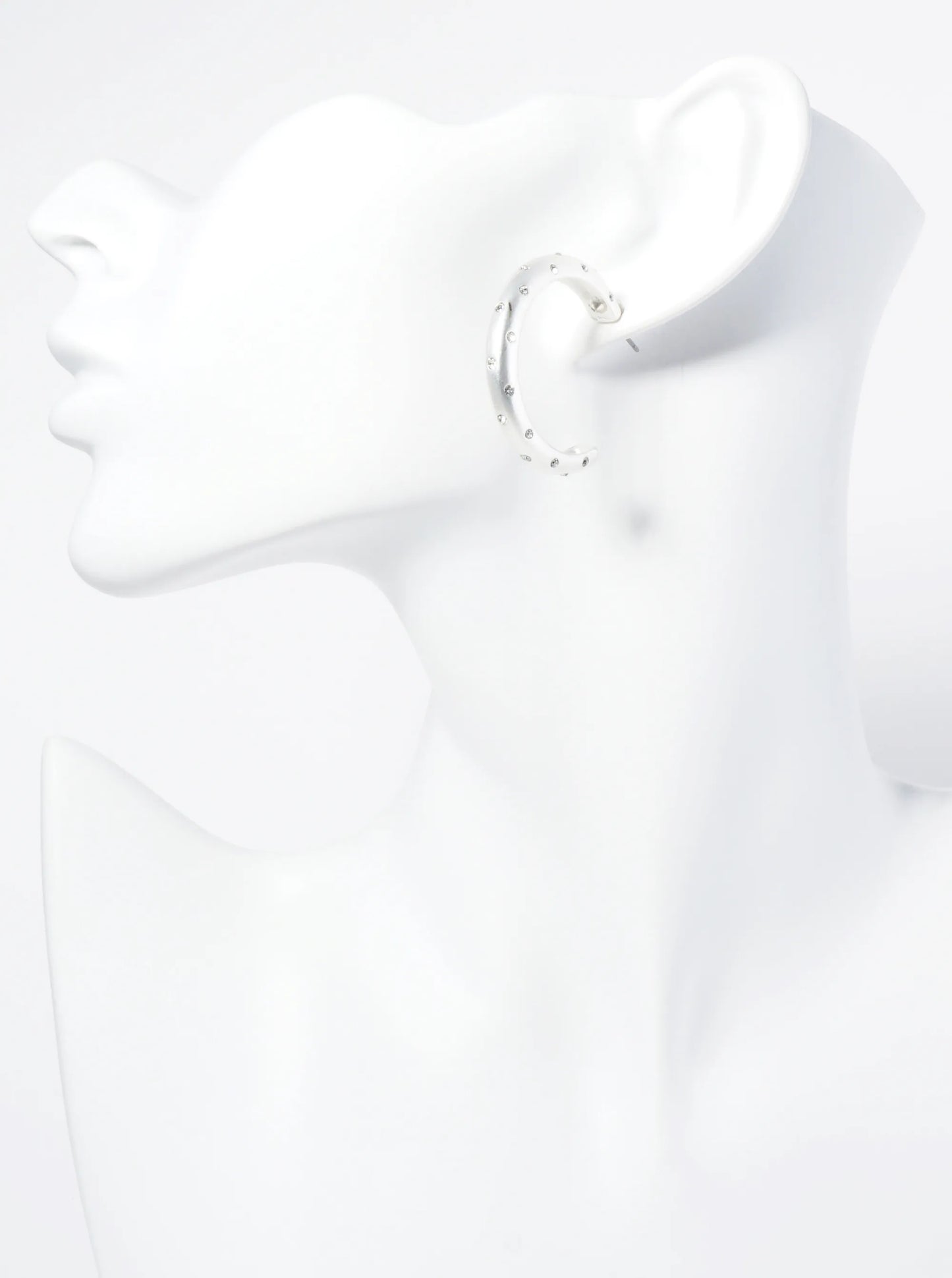 Crystal Studded 35mm Open Hoop Earrings