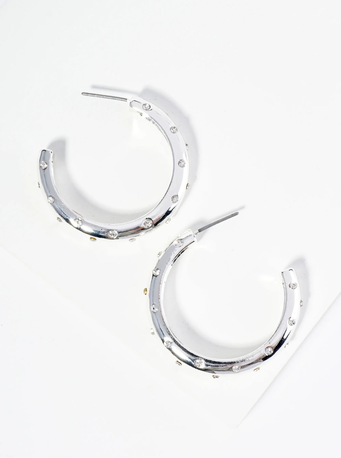 Crystal Studded 35mm Open Hoop Earrings