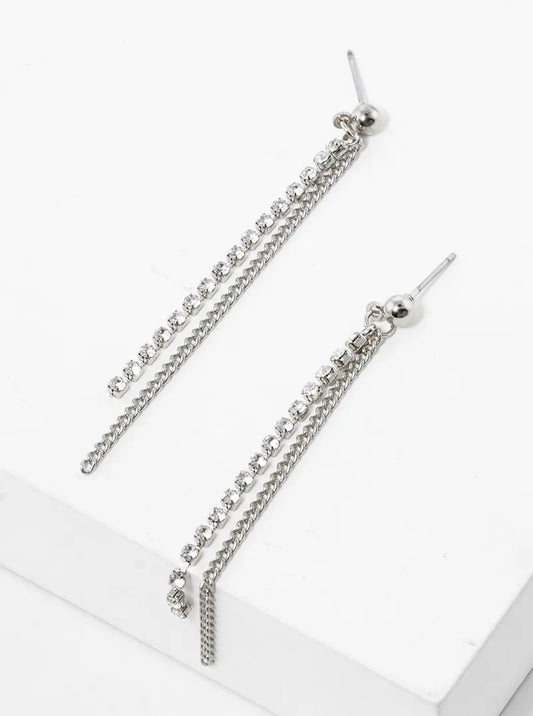 Crystal Chain Delicate Drop Dangle Earrings