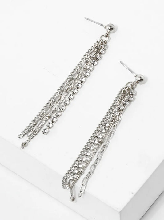 Crystal Multi Chain Drop Dangle Earrings