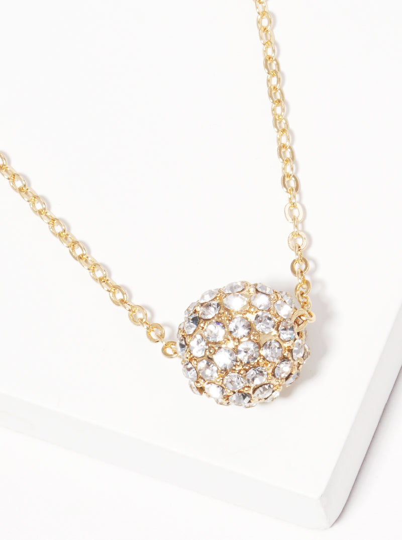 Crystal Pave Ball Pendant Necklace