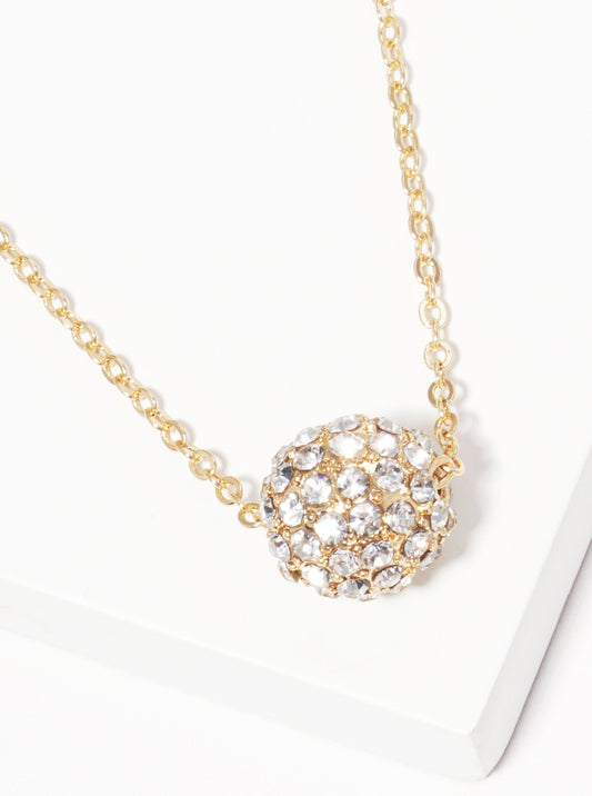 Crystal Pave Ball Pendant Necklace