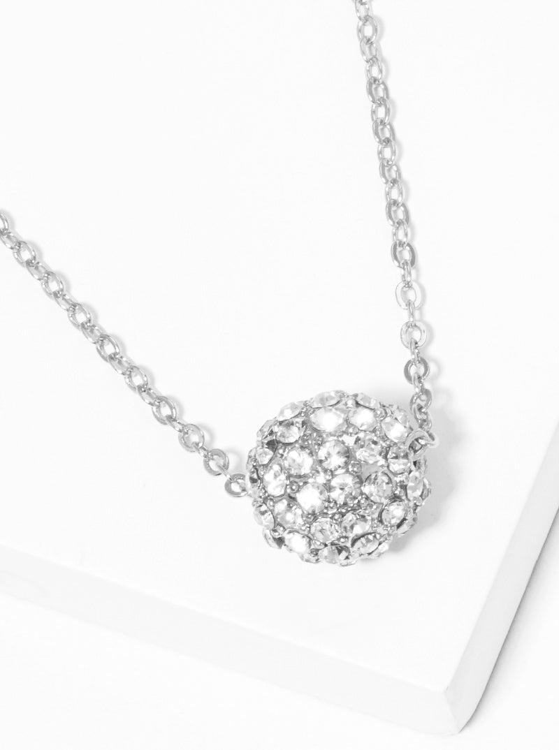 Crystal Pave Ball Pendant Necklace