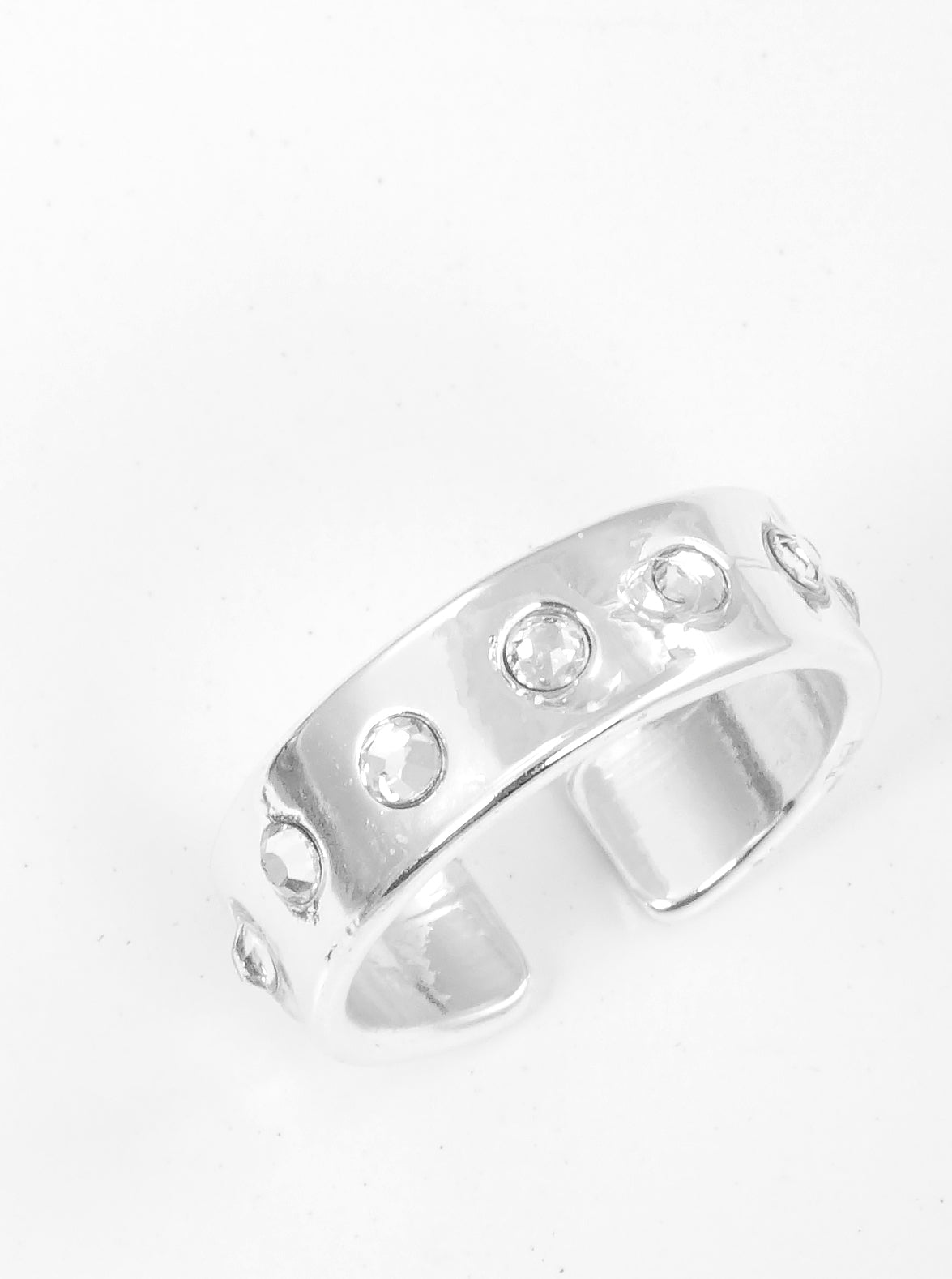 Crystal Pave Bold Metal Adjustable Ring