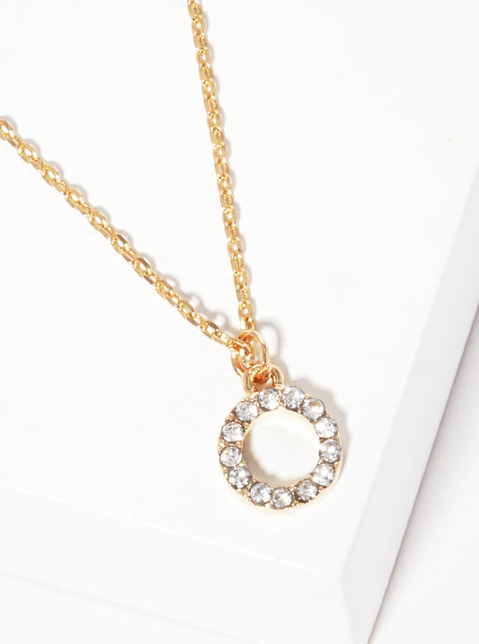 Crystal Pave Circle Pendant Necklace