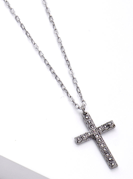 Crystal Pave Cross Pendant Gothic Necklace