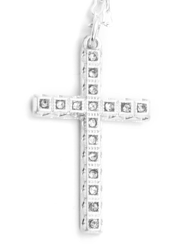 Crystal Pave Cross Pendant Gothic Necklace