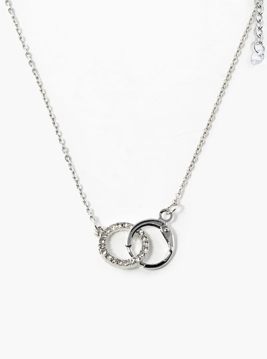 Crystal Pave Interlocking Circles Pendant Necklace