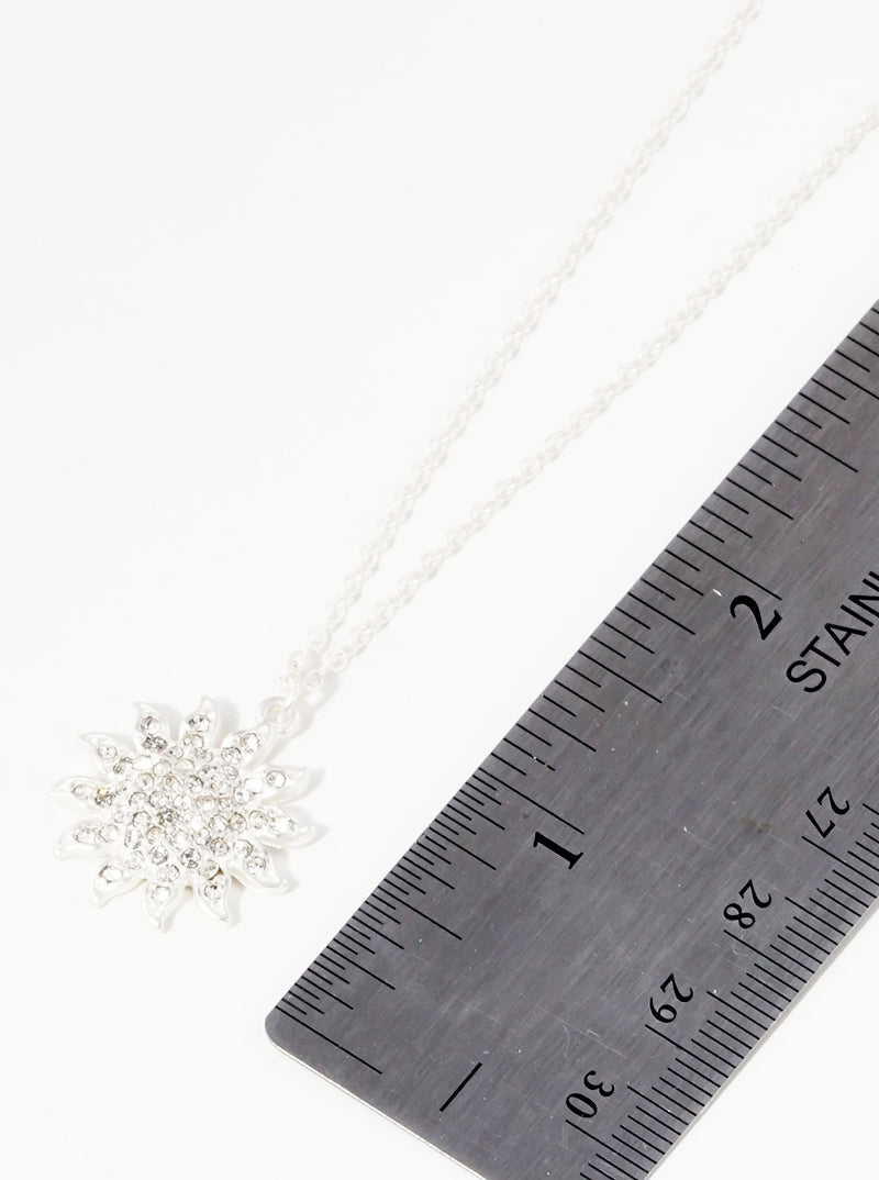 Crystal Pave Metal Sun Pendant Necklace