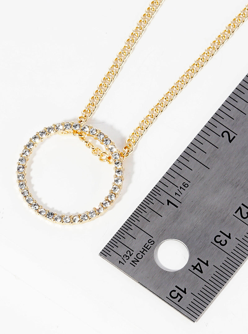 Crystal Pave Open Circle Pendant Necklace