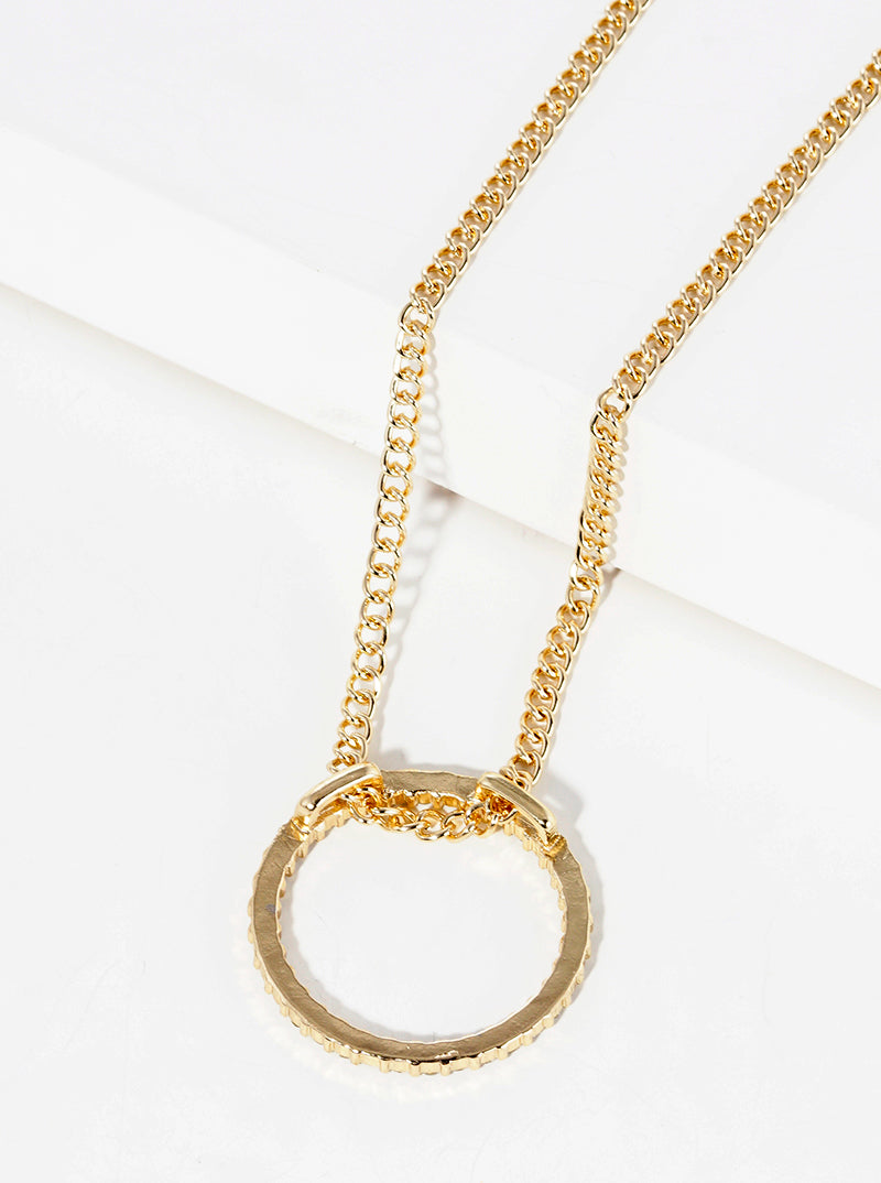 Crystal Pave Open Circle Pendant Necklace
