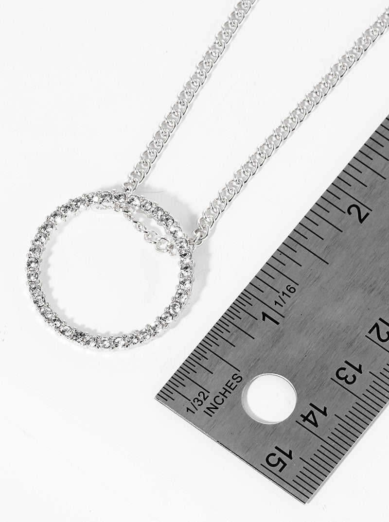 Crystal Pave Open Circle Pendant Necklace