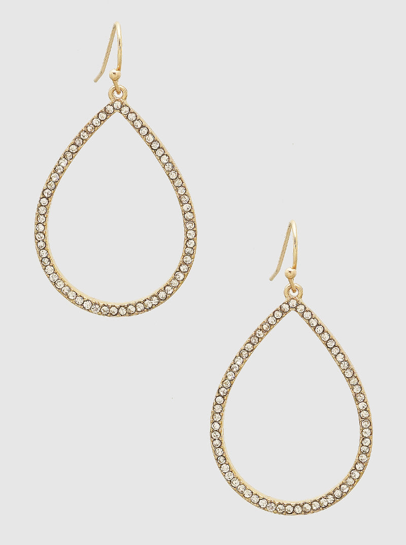 Crystal Pave Open Teardrop Earrings