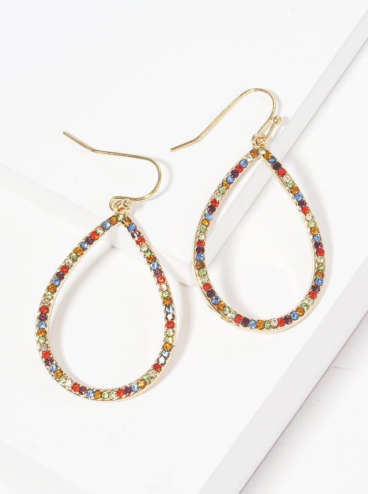 Crystal Pave Open Teardrop Earrings