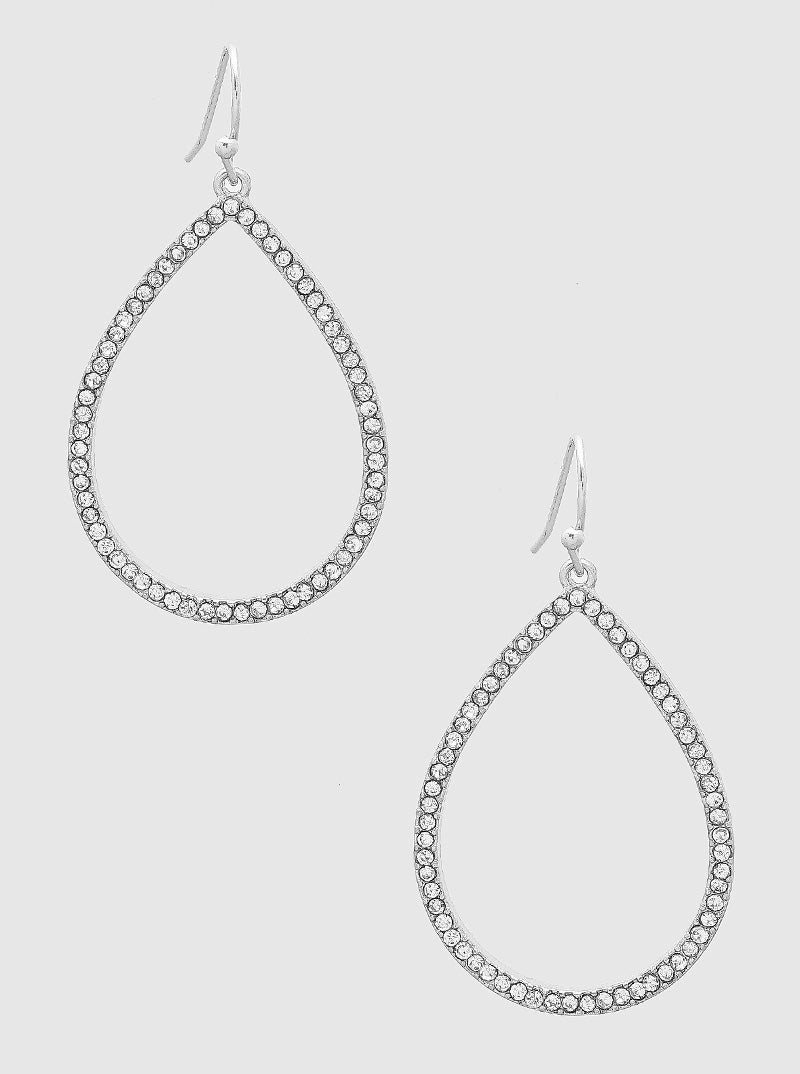 Crystal Pave Open Teardrop Earrings