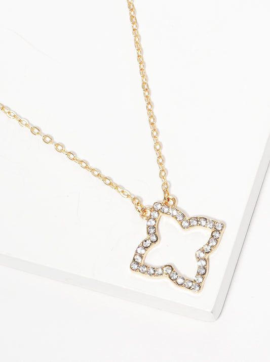 Crystal Pave Quatrefoil Pendant Necklace