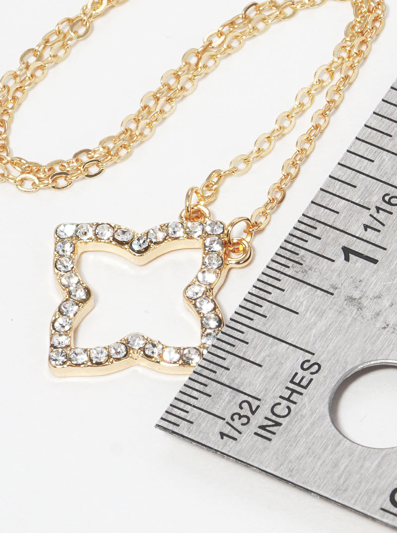 Crystal Pave Quatrefoil Pendant Necklace