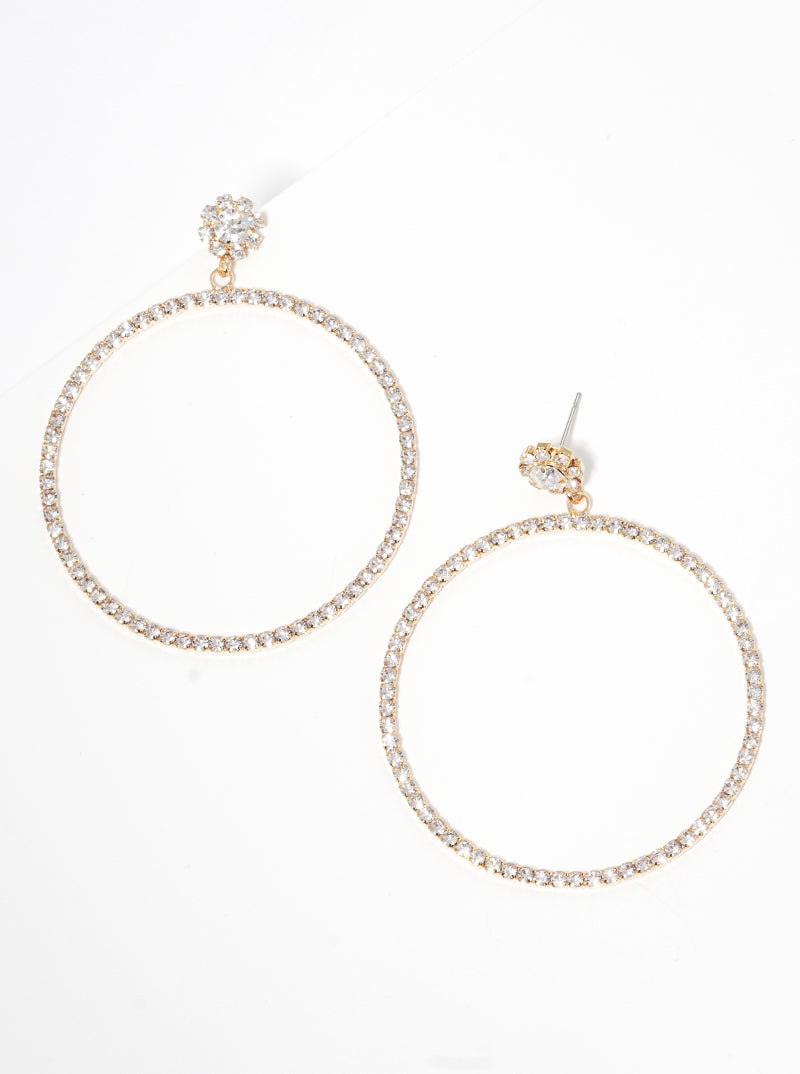 Crystal Pave Round Dangle Post Earrings