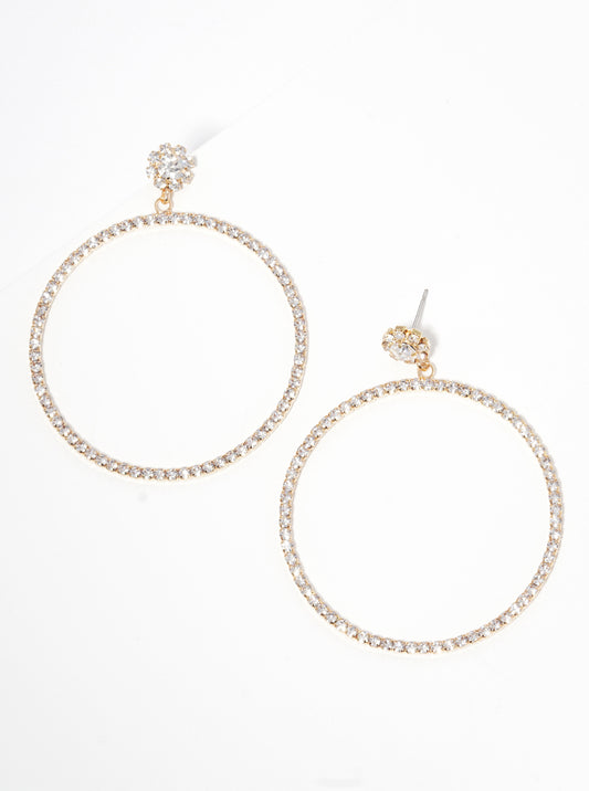 Crystal Pave Round Dangle Post Earrings