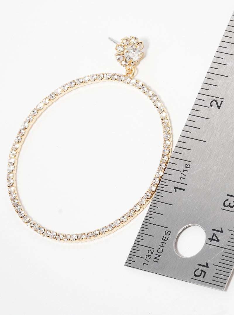 Crystal Pave Round Dangle Post Earrings
