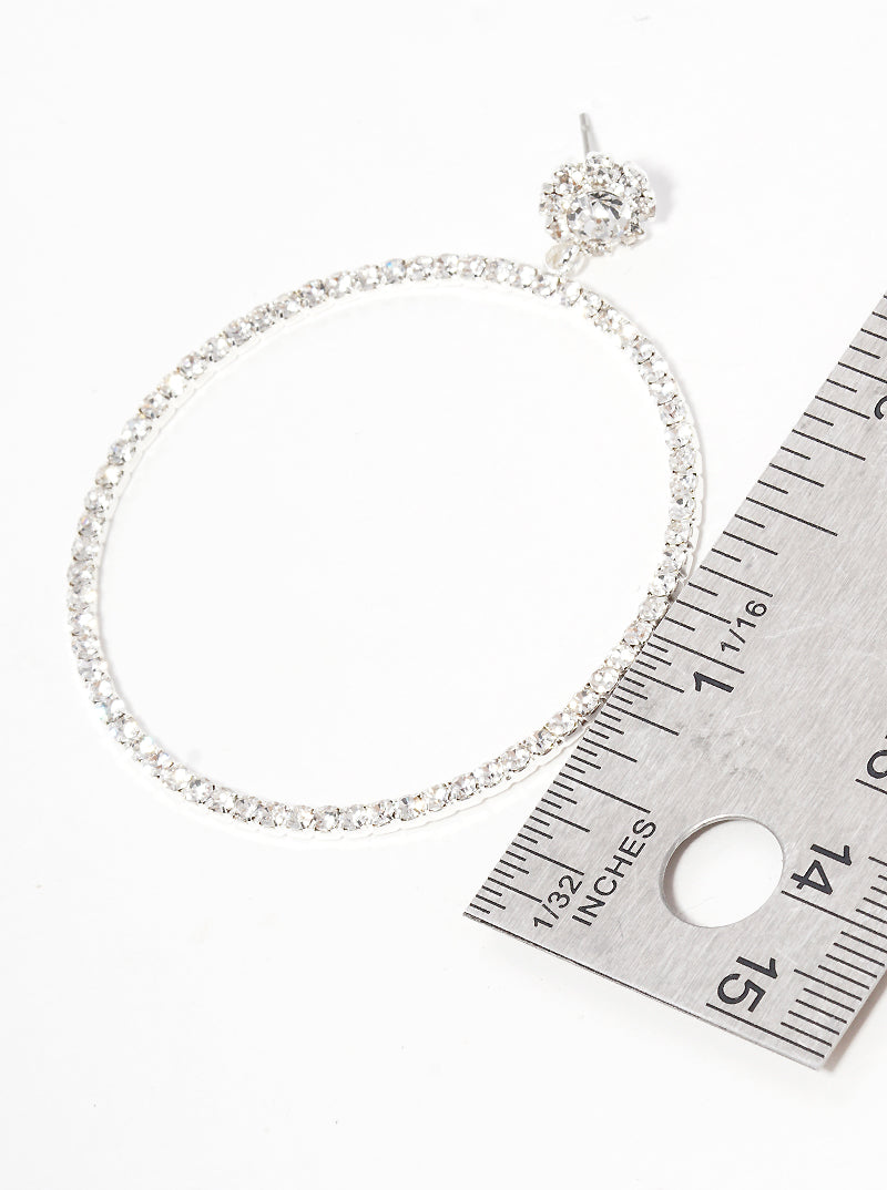 Crystal Pave Round Dangle Post Earrings