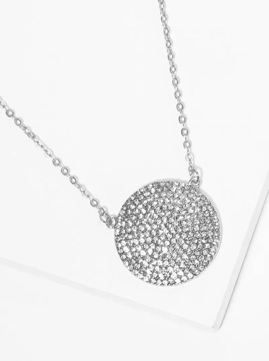 Crystal Pave Round Pendant Necklace