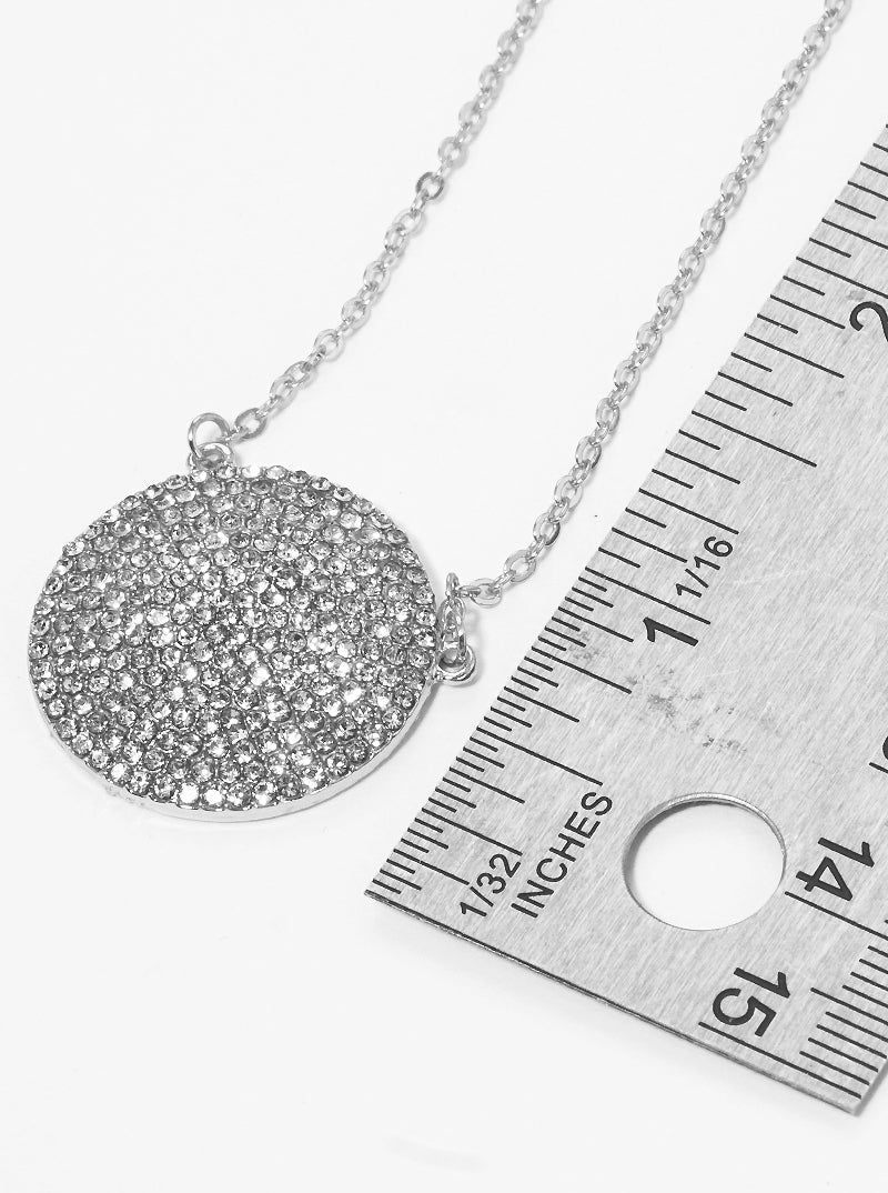 Crystal Pave Round Pendant Necklace