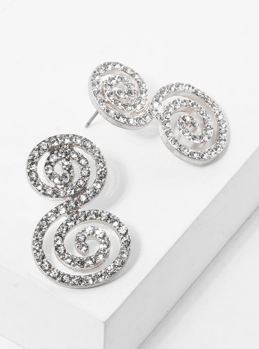 Crystal Pave Swirl Post Drop Earrings