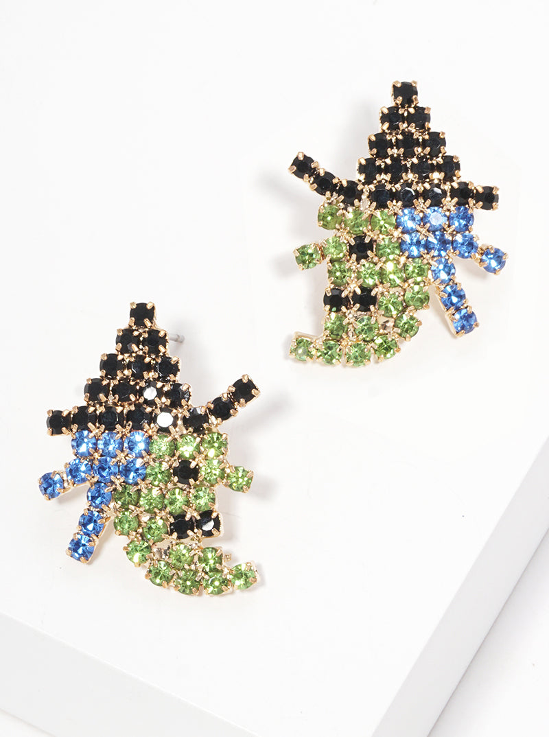 Crystal Pave Witch Halloween Themed Post Stud Earrings