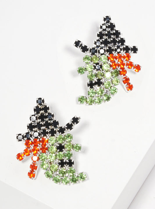 Crystal Pave Witch Halloween Themed Post Stud Earrings