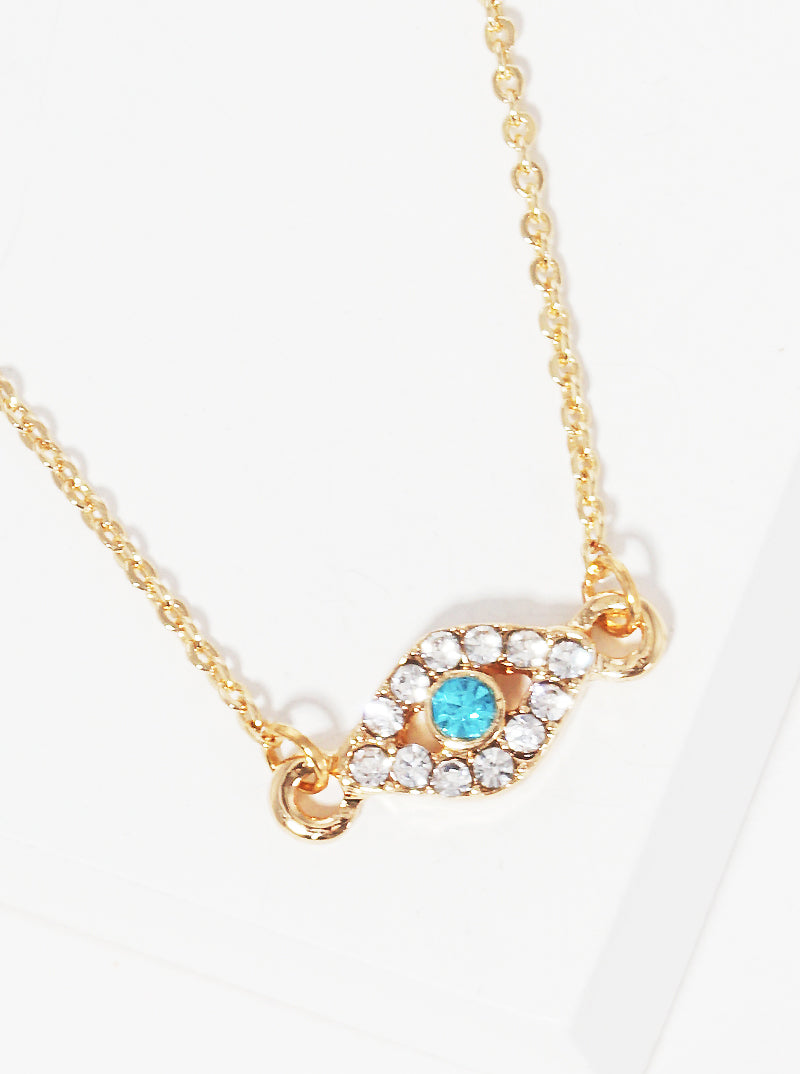 Crystal Stone Evil Eye Pendant Necklace